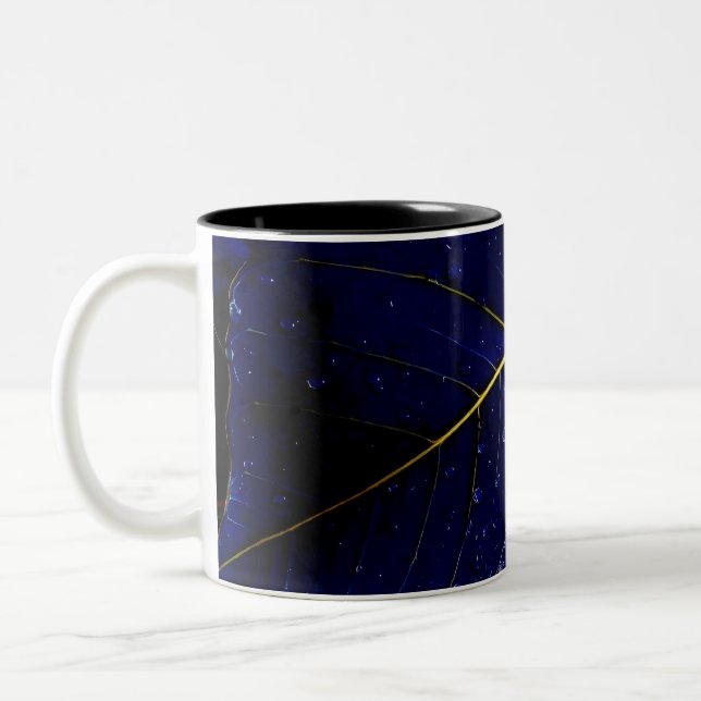 Tasse 2 Couleurs Bouteille de feuilles bleues (Gauche)