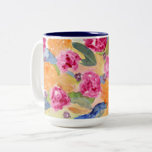Tasse 2 Couleurs Bouteille florale aquarelle