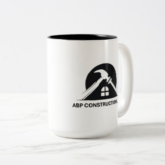 Tasse 2 Couleurs Bouton de logo de l'entreprise de construction ABP