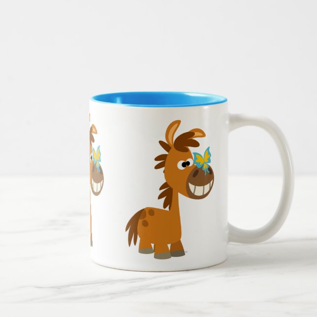 Tasse 2 Couleurs Bouton de papillon de caricature mignon (Droit)