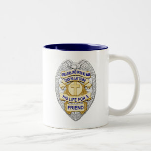 Tasse 2 Couleurs Bouton lumineux Thin Blue Line et badge doré