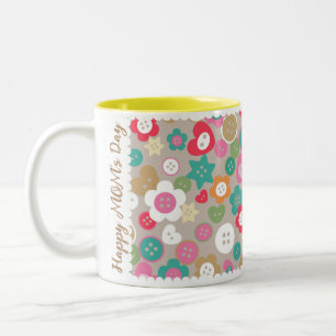 Tasse 2 Couleurs Boutons de couture d'amour gris