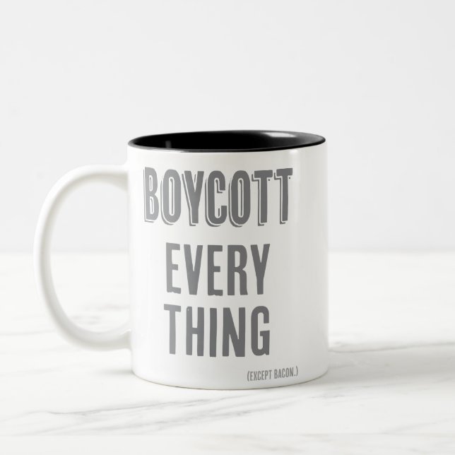 Tasse 2 Couleurs Boycott Tout (sauf bacon) (Gauche)