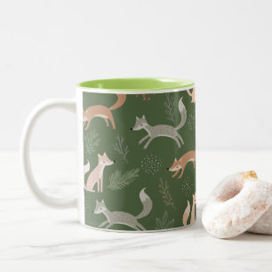 Tasse 2 Couleurs Branches d'hiver Fox sans joint et Motif Feuille