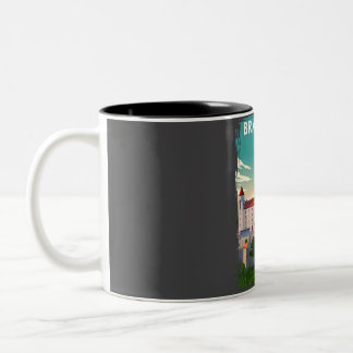 Tasse 2 Couleurs Bratislava Slovaquie Vintage Minimal Retro Voyage 