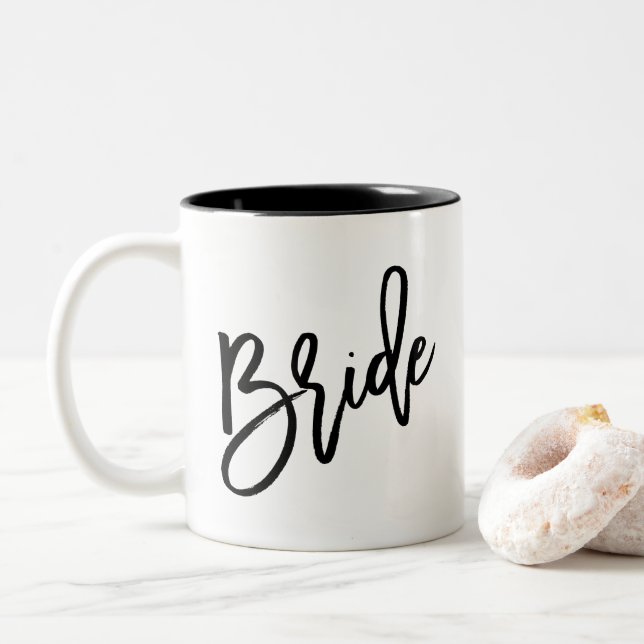 Tasse 2 Couleurs Bride moderne chic Script en noir (Avec donut)