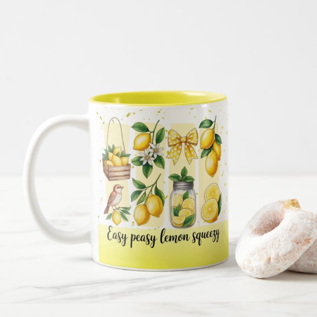 Tasse 2 Couleurs Bright Bold Preppy Lemon Summer Vibes (Avec donut)
