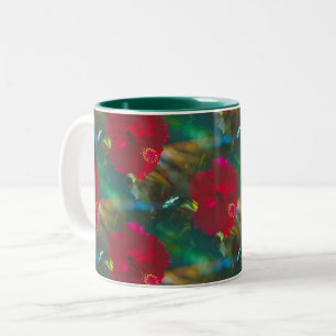 Tasse 2 Couleurs Bright Vibrant Red Tropical Hibiscus à deux tons