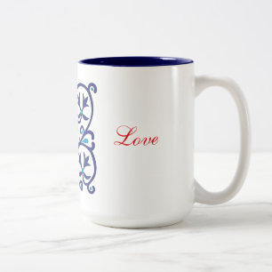 Tasse 2 Couleurs Broderie en bleu folk hongrois
