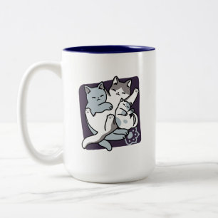 Tasse 2 Couleurs Brosse à lait - Chats à couchage mignon