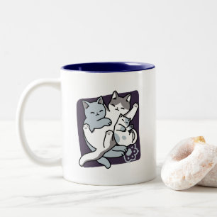 Tasse 2 Couleurs Brosse à lait - Chats à couchage mignon