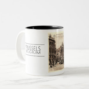 TASSE 2 COULEURS BRUXELLES 1910, BELGIQUE PHOTO POSTCARD