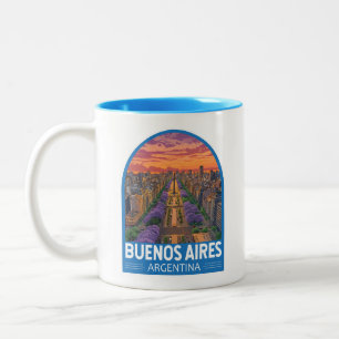 Tasse 2 Couleurs Buenos Aires Argentine Travel Art Vintage