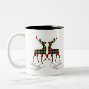 Tasse 2 Couleurs Buffle de Noël Plaid Rouge Bleu Vert Plaid