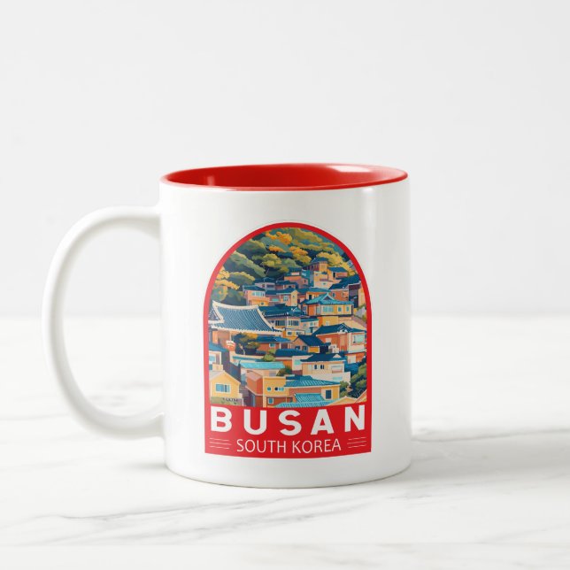 Tasse 2 Couleurs Busan Corée du Sud Voyage Emblem (Gauche)