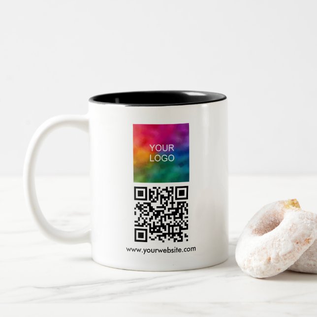 Tasse 2 Couleurs Business Company Logo Template QR Code Scannable (Avec donut)