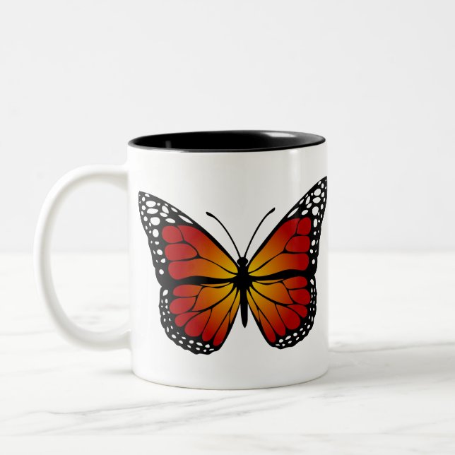 Tasse 2 Couleurs Butterfly Monarch Abstract Artistic Line Art (Gauche)