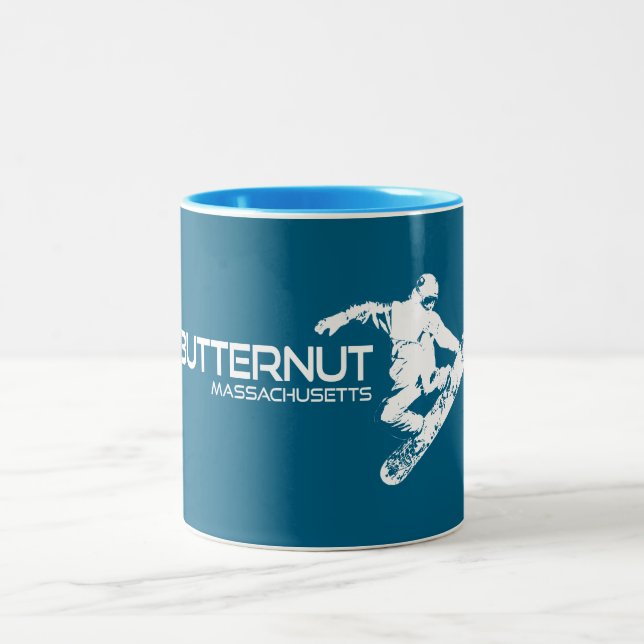 Tasse 2 Couleurs Butternut Massachusetts Station de ski Snowboarder (Centre)