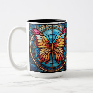 Tasse 2 Couleurs Buveurs gauchers Papillon en verre teinté  