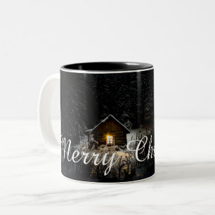 Tasse 2 Couleurs Cabane Mystique de Noël en Profonde Forêt