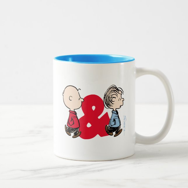 Tasse 2 Couleurs cacahuètes | Charlie Brown & Linus (Droit)
