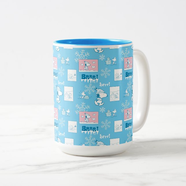 Tasse 2 Couleurs cacahuètes | Snoopy Snow Day Motif (Devant droit)