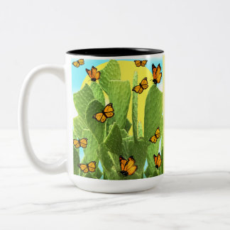 Tasse 2 Couleurs Cactus et papillons fantaisistes