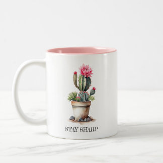 Tasse 2 Couleurs Cactus Lover Stay Sharp Elegant Aquarelle