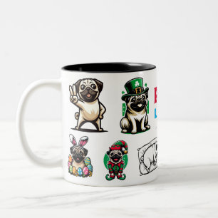 Tasse 2 Couleurs Cadeau Amoureux des animaux carlin de vie