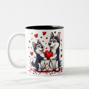 Tasse 2 Couleurs Cadeau d'amour de Husky pour couples pour la Saint