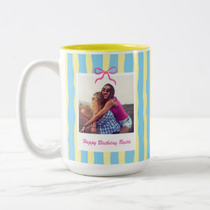 Tasse 2 Couleurs Cadeau d'anniversaire personnalisé avec photo pour