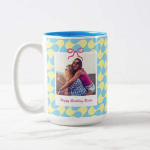 Tasse 2 Couleurs Cadeau d'anniversaire personnalisé avec photo pour