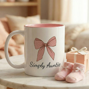 Tasse 2 Couleurs Cadeau d'annonce de grossesse pour tante à nœud