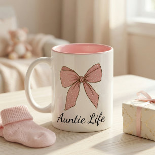 Tasse 2 Couleurs Cadeau d'annonce de grossesse pour Tante à nœud