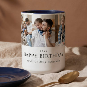 Tasse 2 Couleurs Cadeau de collage de photos de papa pour anniversa