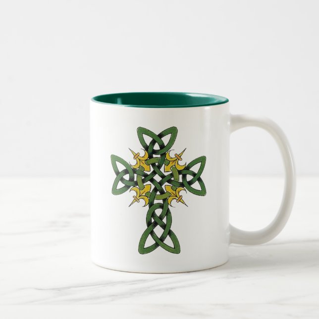 Tasse 2 Couleurs Cadeau de croix celtique (Droit)