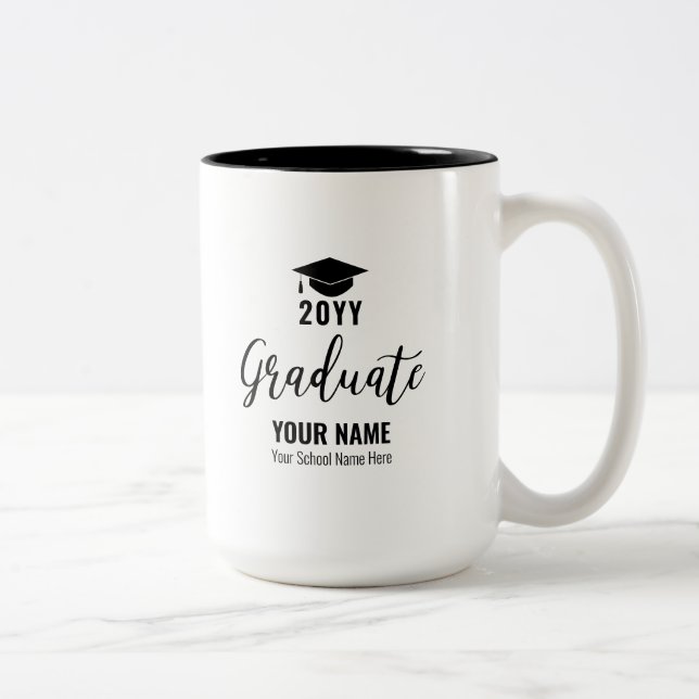 Tasse 2 Couleurs Cadeau de graduation noir et blanc Cadeau personna (Droit)