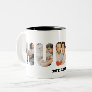 Tasse 2 Couleurs Cadeau de mariage personnalisé avec mots et photos