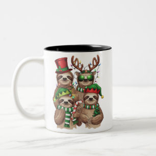 Tasse 2 Couleurs Cadeau de Noël de paresseux Joyeux Slothmas Amoure