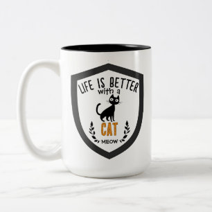 Tasse 2 Couleurs Cadeau de typographie de chat mignon minimaliste p