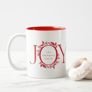 Tasse 2 Couleurs Cadeau de vacances Joie Wreath Noël Rouge Personna