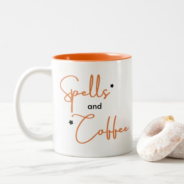 Tasse 2 Couleurs Cadeau d'Halloween Spices et café (Avec donut)