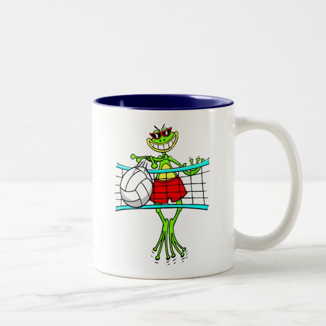 Tasse 2 Couleurs Cadeau drôle de volleyball (Droit)