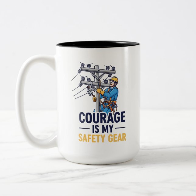 Tasse 2 Couleurs Cadeau Inspirant pour Électricien de Ligne (Gauche)