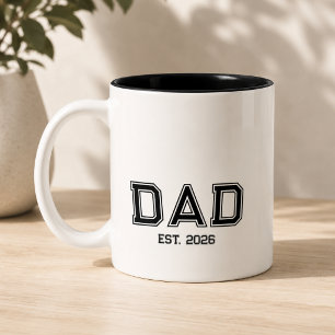 Tasse 2 Couleurs Cadeau minimal pour nouvel an Papa établi année