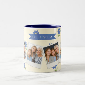 Tasse 2 Couleurs Cadeau personnalisé avec motif de fleur sauvage bl