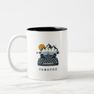 Tasse 2 Couleurs Cadeau personnalisé de montagne de machine à écrir