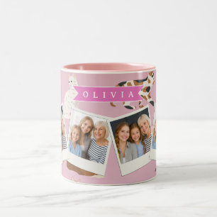 Tasse 2 Couleurs Cadeau Personnalisé Motif de Chat Rose Mignon pour