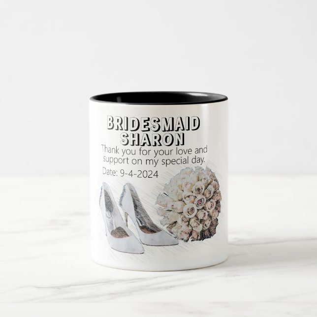 Tasse 2 Couleurs Cadeau personnalisé pour demoiselle d'honneur (Centre)