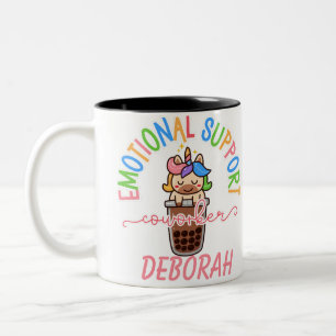 Tasse 2 Couleurs Cadeau personnalisé Rainbow Unicorn de travail Bes